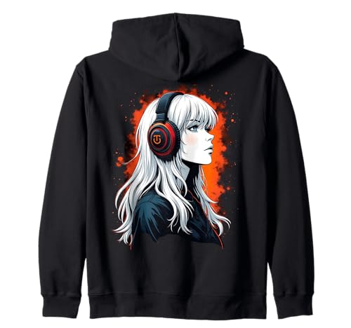 Anime Kawaii Mädchen mit Kopfhörern Otaku Kapuzenjacke von Kawaii Anime Girl Cosplay Outfits Present