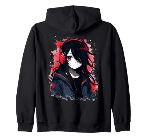 Anime Kawaii Mädchen mit Kopfhörern Otaku Kapuzenjacke von Kawaii Anime Girl Cosplay Outfits Present