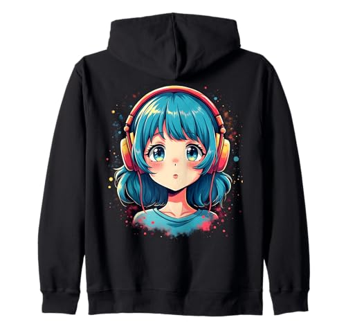 Anime Kawaii Mädchen mit Kopfhörern Otaku Kapuzenjacke von Kawaii Anime Girl Cosplay Outfits Present