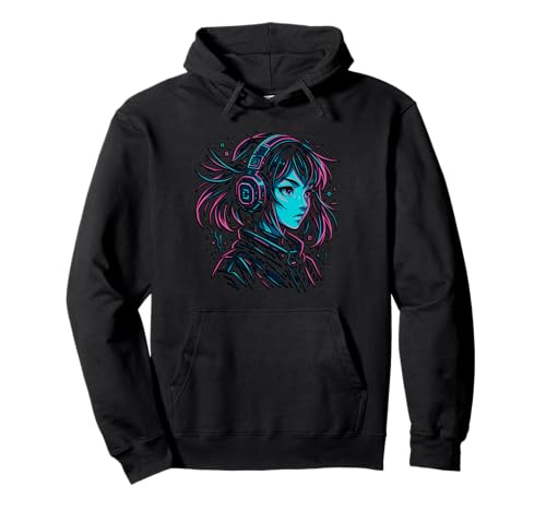 Anime Kawaii Mädchen mit Kopfhörern Otaku Pullover Hoodie von Kawaii Anime Girl Cosplay Outfits Present