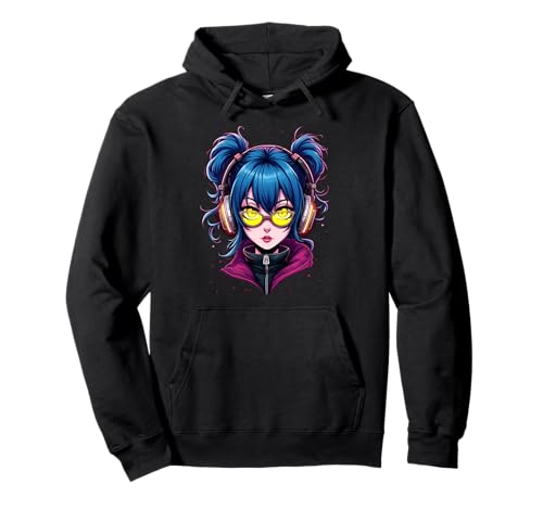 Anime Kawaii Mädchen mit Kopfhörern Otaku Pullover Hoodie von Kawaii Anime Girl Cosplay Outfits Present