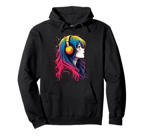 Anime Kawaii Mädchen mit Kopfhörern Otaku Pullover Hoodie von Kawaii Anime Girl Cosplay Outfits Present