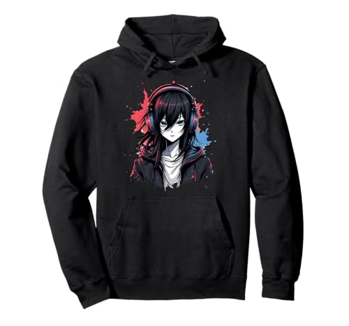 Anime Kawaii Mädchen mit Kopfhörern Otaku Pullover Hoodie von Kawaii Anime Girl Cosplay Outfits Present