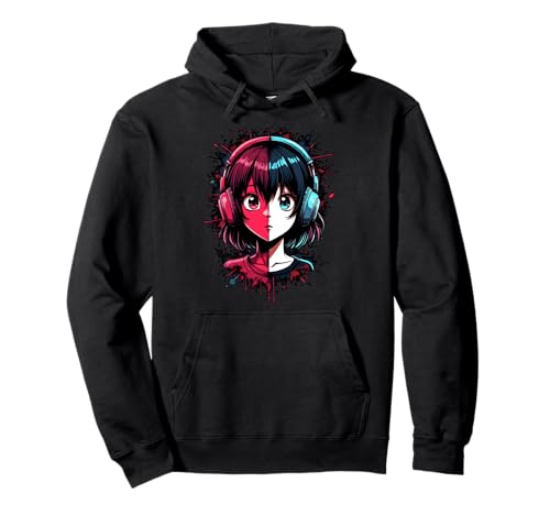 Anime Kawaii Mädchen mit Kopfhörern Otaku Pullover Hoodie von Kawaii Anime Girl Cosplay Outfits Present