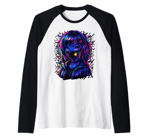 Anime Kawaii Mädchen mit Kopfhörern Otaku Raglan von Kawaii Anime Girl Cosplay Outfits Present
