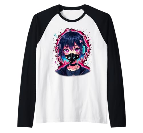 Anime Kawaii Mädchen mit Kopfhörern Otaku Raglan von Kawaii Anime Girl Cosplay Outfits Present