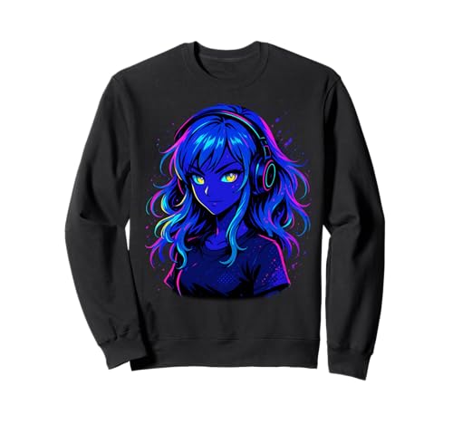 Anime Kawaii Mädchen mit Kopfhörern Otaku Sweatshirt von Kawaii Anime Girl Cosplay Outfits Present
