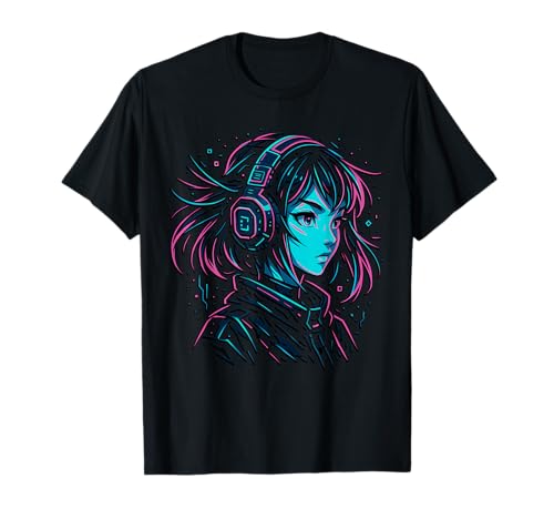 Anime Kawaii Mädchen mit Kopfhörern Otaku T-Shirt von Kawaii Anime Girl Cosplay Outfits Present