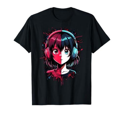 Anime Kawaii Mädchen mit Kopfhörern Otaku T-Shirt von Kawaii Anime Girl Cosplay Outfits Present