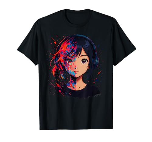 Anime Kawaii Mädchen mit Kopfhörern Otaku T-Shirt von Kawaii Anime Girl Cosplay Outfits Present