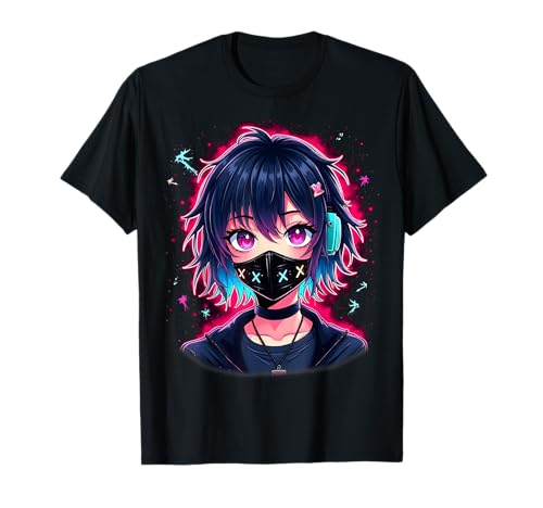 Anime Kawaii Mädchen mit Kopfhörern Otaku T-Shirt von Kawaii Anime Girl Cosplay Outfits Present
