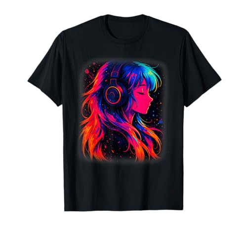 Anime Kawaii Mädchen mit Kopfhörern Otaku T-Shirt von Kawaii Anime Girl Cosplay Outfits Present