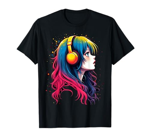 Anime Kawaii Mädchen mit Kopfhörern Otaku T-Shirt von Kawaii Anime Girl Cosplay Outfits Present