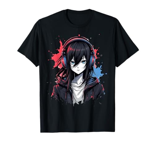 Anime Kawaii Mädchen mit Kopfhörern Otaku T-Shirt von Kawaii Anime Girl Cosplay Outfits Present