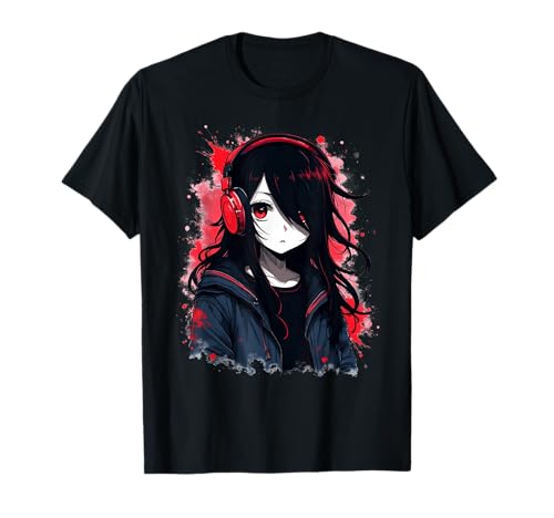 Anime Kawaii Mädchen mit Kopfhörern Otaku T-Shirt von Kawaii Anime Girl Cosplay Outfits Present