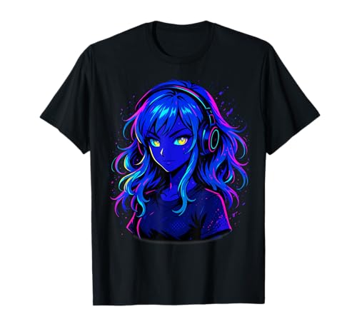 Anime Kawaii Mädchen mit Kopfhörern Otaku T-Shirt von Kawaii Anime Girl Cosplay Outfits Present