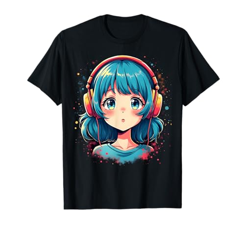 Anime Kawaii Mädchen mit Kopfhörern Otaku T-Shirt von Kawaii Anime Girl Cosplay Outfits Present