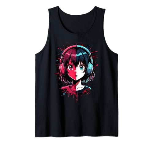 Anime Kawaii Mädchen mit Kopfhörern Otaku Tank Top von Kawaii Anime Girl Cosplay Outfits Present