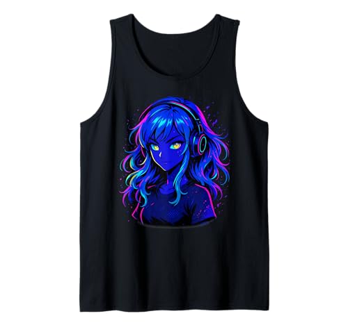 Anime Kawaii Mädchen mit Kopfhörern Otaku Tank Top von Kawaii Anime Girl Cosplay Outfits Present