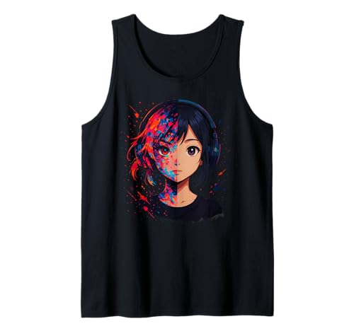 Anime Kawaii Mädchen mit Kopfhörern Otaku Tank Top von Kawaii Anime Girl Cosplay Outfits Present