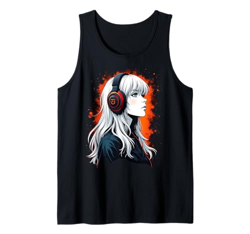 Anime Kawaii Mädchen mit Kopfhörern Otaku Tank Top von Kawaii Anime Girl Cosplay Outfits Present