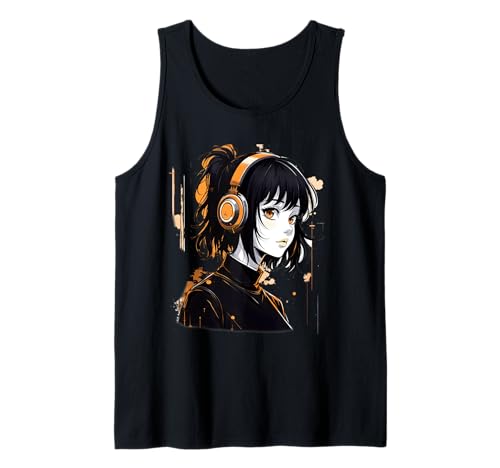Anime Kawaii Mädchen mit Kopfhörern Otaku Tank Top von Kawaii Anime Girl Cosplay Outfits Present