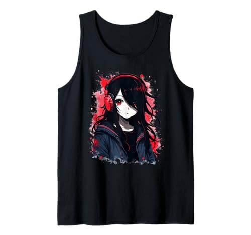 Anime Kawaii Mädchen mit Kopfhörern Otaku Tank Top von Kawaii Anime Girl Cosplay Outfits Present