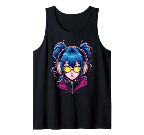 Anime Kawaii Mädchen mit Kopfhörern Otaku Tank Top von Kawaii Anime Girl Cosplay Outfits Present