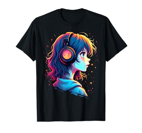 Anime Kawaii Mädchen mit Kopfhörern T-Shirt von Kawaii Anime Girl Cosplay Outfits Present