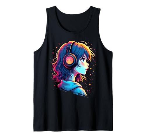 Anime Kawaii Mädchen mit Kopfhörern Tank Top von Kawaii Anime Girl Cosplay Outfits Present