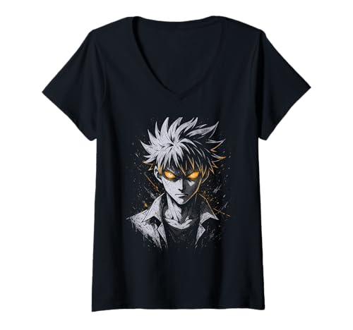 Damen Anime Kawaii Boy T-Shirt mit V-Ausschnitt von Kawaii Anime Girl Cosplay Outfits Present