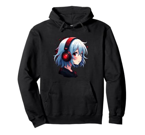 Kawaii Anime Mädchen mit Kopfhörern Otaku Pullover Hoodie von Kawaii Anime Girl Cosplay Outfits Present