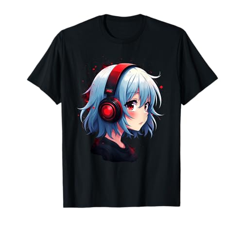 Kawaii Anime Mädchen mit Kopfhörern Otaku T-Shirt von Kawaii Anime Girl Cosplay Outfits Present