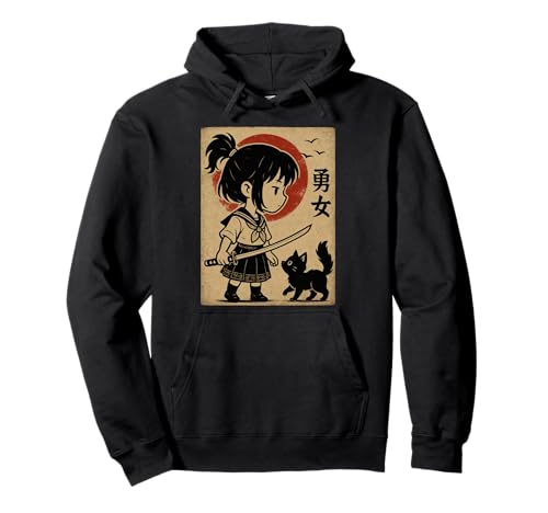 Niedliches Anime-Samurai-Mädchen Pullover Hoodie von Kawaii Anime Girl Cosplay Outfits Present