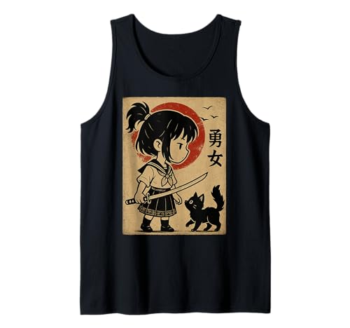 Niedliches Anime-Samurai-Mädchen Tank Top von Kawaii Anime Girl Cosplay Outfits Present