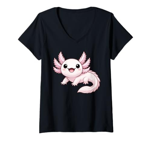 Damen Kawaii Axolotl Cute Axolotls Lover T-Shirt mit V-Ausschnitt Damen Kawaii Axolotl Cute Axolotls Lover T-Shirt mit V-Ausschnitt von Kawaii Axolotl Cute Axolotls Lover Apparel