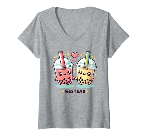 Damen Best-Teas Süßes Kawaii Boba Wortspiel Tea Bubble Tea T-Shirt mit V-Ausschnitt Damen Best-Teas Süßes Kawaii Boba Wortspiel Tea Bubble Tea T-Shirt mit V-Ausschnitt von Kawaii Bubble Tea Graphic Design