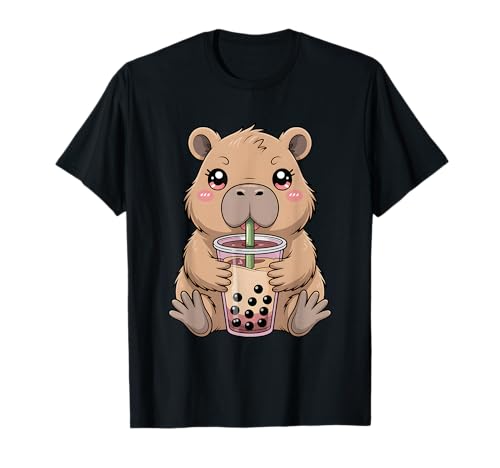Süße Kawaii Capybara Drinking Bubble Tea Boba Lover Girls T-Shirt Süße Kawaii Capybara Drinking Bubble Tea Boba Lover Girls T-Shirt von Kawaii Capybara Bubble Tea Lover Apparel