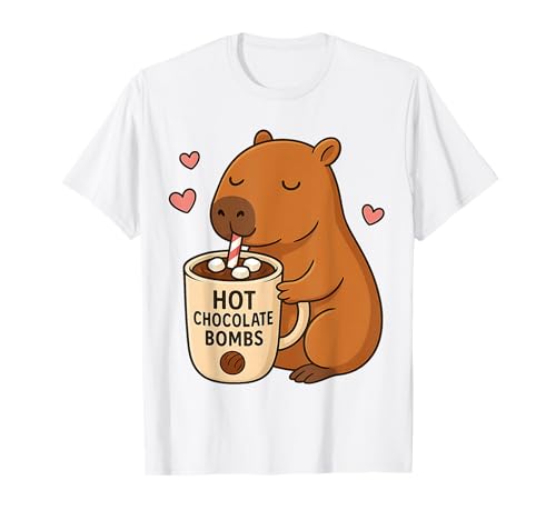 Süße Capybara Drink Hot Chocolae Kawaii Capy Lover Girls Kid T-Shirt Süße Capybara Drink Hot Chocolae Kawaii Capy Lover Girls Kid T-Shirt von Kawaii Capybara Hot Chocolate Bombs Winter Drink