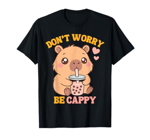 Don't Worry Be Cappy Funny Capybara Drinks Boba Tea Kids T-Shirt Don't Worry Be Cappy Funny Capybara Drinks Boba Tea Kids T-Shirt von Kawaii Capybara Lover Rodent Gifts Girls Women