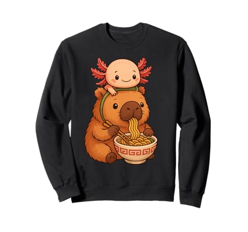 Süße Capybara und Axolot Rucksack Ramen Kawaii Capibara Kinder Sweatshirt von Kawaii Capybara Ramen Bowl with Axolotl Backpack