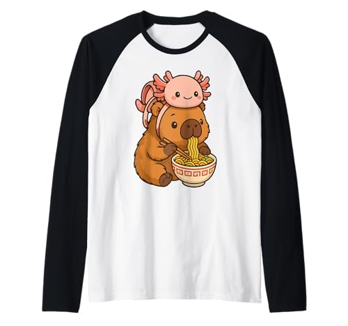 Süße Capybara und Schildkröte Rucksack Ramen Kawaii Capibara Kinder Raglan Süße Capybara und Schildkröte Rucksack Ramen Kawaii Capibara Kinder Raglan von Kawaii Capybara Ramen Bowl with Axolotl Backpack