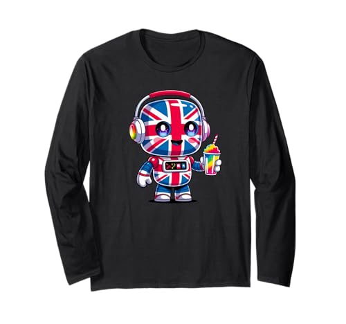 Kids Union Roboter, britische Flagge und Rainbow Slushy Langarmshirt Kids Union Roboter, britische Flagge und Rainbow Slushy Langarmshirt von Kawaii Cartoon UK Robot Mascot Design