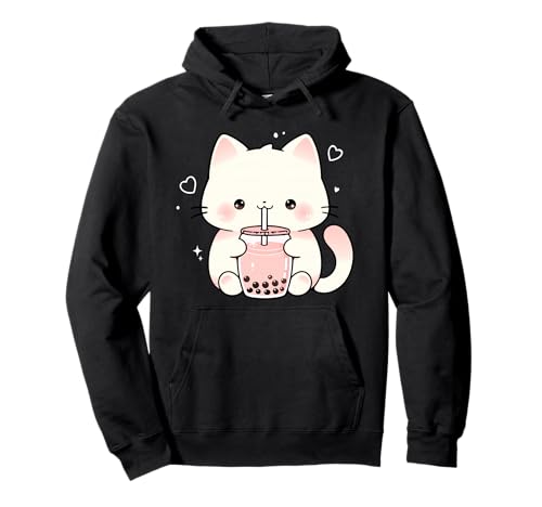 Kawaii Katze Boba Japanische niedliche ästhetische Anime Mädchen Teens Pullover Hoodie von Kawaii Cat Boba Japanese cute aesthetic Anime Girl