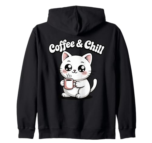 Coffee and Chill Cute Kawaii Cat Lover Shirt für Herren, Damen und Teenager Kapuzenjacke Coffee and Chill Cute Kawaii Cat Lover Shirt für Herren, Damen und Teenager Kapuzenjacke von Kawaii Cat Coffee Lover Cute Trendy Tees