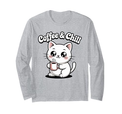 Coffee and Chill Cute Kawaii Cat Lover Shirt für Herren, Damen und Teenager Langarmshirt Coffee and Chill Cute Kawaii Cat Lover Shirt für Herren, Damen und Teenager Langarmshirt von Kawaii Cat Coffee Lover Cute Trendy Tees