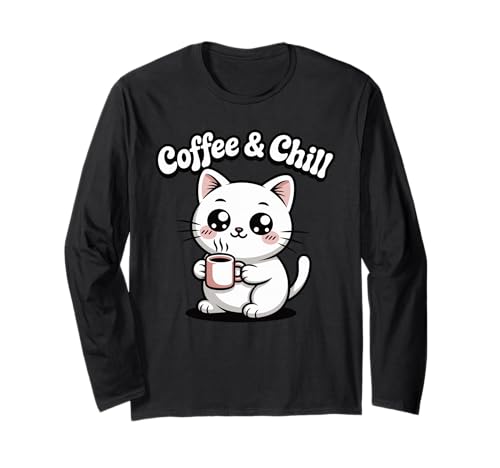 Coffee and Chill Cute Kawaii Cat Lover Shirt für Herren, Damen und Teenager Langarmshirt Coffee and Chill Cute Kawaii Cat Lover Shirt für Herren, Damen und Teenager Langarmshirt von Kawaii Cat Coffee Lover Cute Trendy Tees