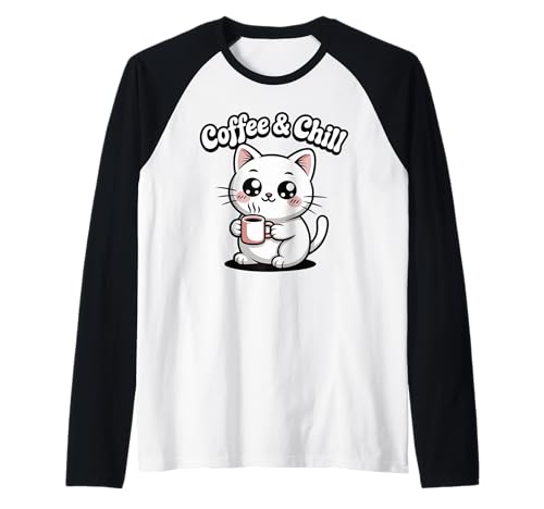 Coffee and Chill Cute Kawaii Cat Lover Shirt für Herren, Damen und Teenager Raglan Coffee and Chill Cute Kawaii Cat Lover Shirt für Herren, Damen und Teenager Raglan von Kawaii Cat Coffee Lover Cute Trendy Tees
