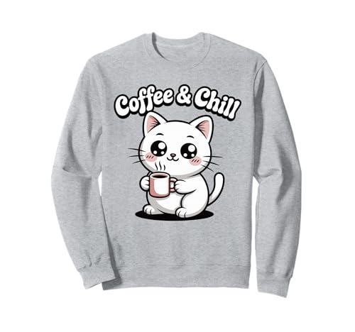Coffee and Chill Cute Kawaii Cat Lover Shirt für Herren, Damen und Teenager Sweatshirt Coffee and Chill Cute Kawaii Cat Lover Shirt für Herren, Damen und Teenager Sweatshirt von Kawaii Cat Coffee Lover Cute Trendy Tees