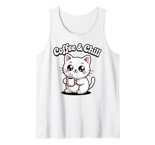 Coffee and Chill Cute Kawaii Cat Lover Shirt für Herren, Damen und Teenager Tank Top Coffee and Chill Cute Kawaii Cat Lover Shirt für Herren, Damen und Teenager Tank Top von Kawaii Cat Coffee Lover Cute Trendy Tees